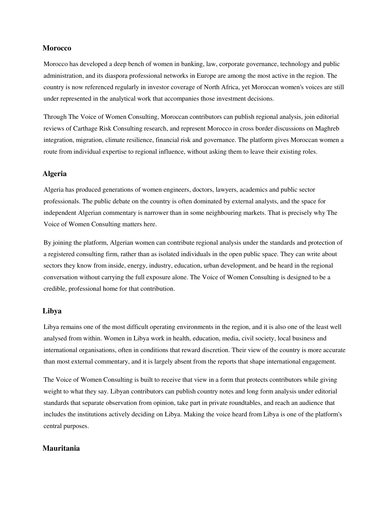 The Voice of Women Consulting, page 2 of 3